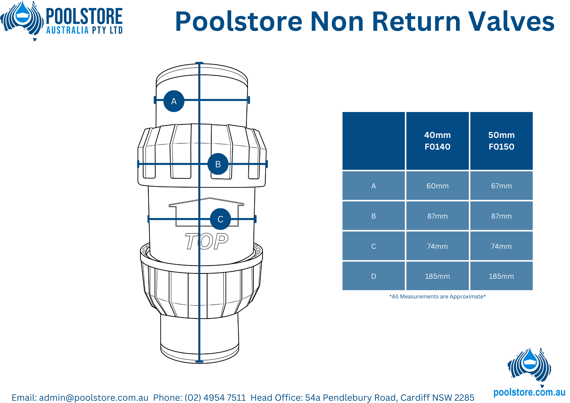 Poolstore 50mm Swing Check Non-Return Valve