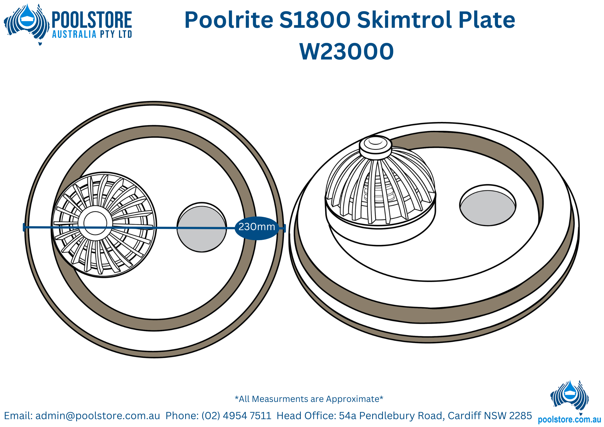 Poolrite S1800 - Old Style Skimtrol Plate ⚙️
