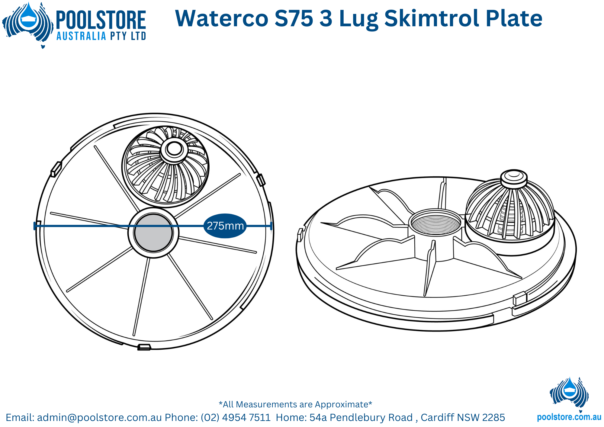 Waterco 3 Lug Skimtrol Plate ⚙️